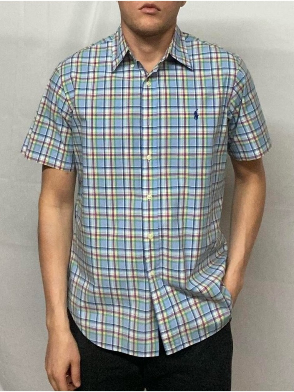 💜Polo Ralph Lauren Plaid Button-Down Shirt – Blue & Pink | Size S